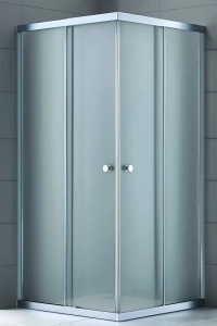 Duşakabin Kare Buzlu Temperli Cam Parlak Aluminyum Sürgülü Kapılı